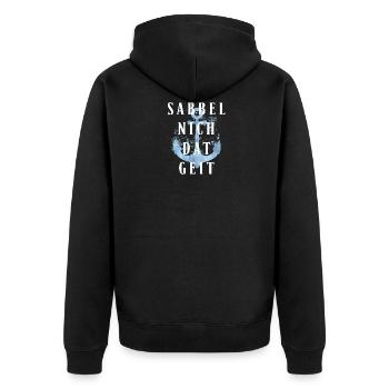 Norddeutscher witziger Spruch - Unisex Premium Bio Zip Hoodie - Schwarz - Hinten - Nico (187cm)