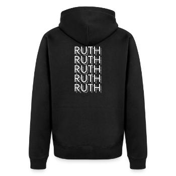 Ruth - Unisex Premium Bio Zip Hoodie - Schwarz - Hinten - Nico (187cm)