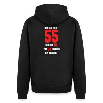 55. Geburtstag Jahrgang 1966 Mann Frau 55 Jahre - Unisex Premium Bio Zip Hoodie - Schwarz - Hinten - Nico (187cm)