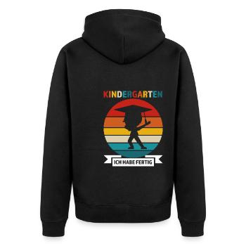 Kindergarten Abschluss KITA-Kind Geschenk - Unisex Premium Bio Zip Hoodie - Schwarz - Hinten - Nico (187cm)