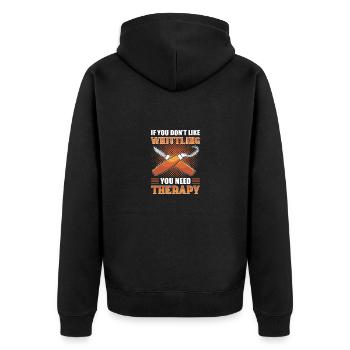 Whittle Holzschnitzerei Schreinerei Schnitzgeräte - Unisex Premium Bio Zip Hoodie - Schwarz - Hinten - Nico (187cm)