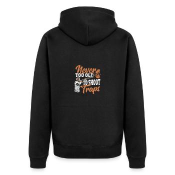 Clay Sport Trapshooting Shooter Shooting - Unisex Premium Bio Zip Hoodie - Schwarz - Hinten - Nico (187cm)