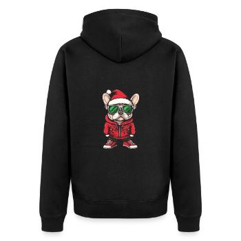 Bouledogue Français Chien Noël Noël - Veste à capuche bio Premium Unisexe - noir - Dos - Nico (187cm)