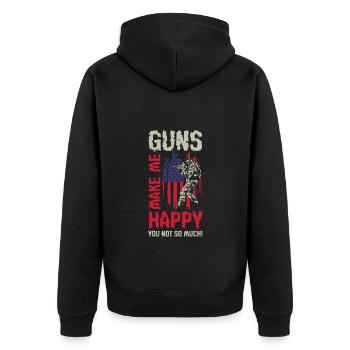 Waffe Gewehr Jagd - Unisex Premium Bio Zip Hoodie - Schwarz - Hinten - Nico (187cm)