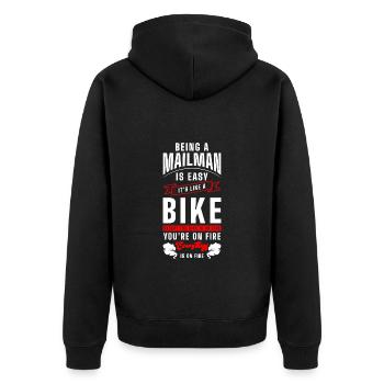 Postbote Paketdienst Briefzusteller Briefkasten - Unisex Premium Bio Zip Hoodie - Schwarz - Hinten - Nico (187cm)