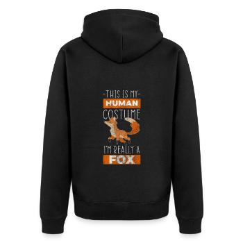 Tier Schlau Natur Niedlich - Unisex Premium Bio Zip Hoodie - Schwarz - Hinten - Nico (187cm)