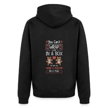 Teddy Kinder Beschützer Niedlich - Unisex Premium Bio Zip Hoodie - Schwarz - Hinten - Nico (187cm)