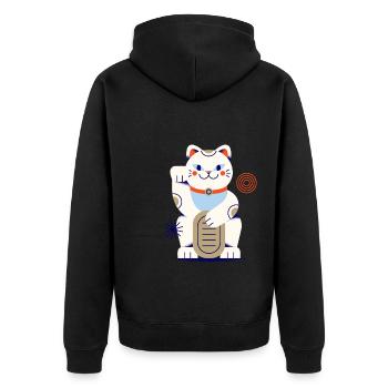 Maneki Neko, chat, chat porte-bonheur, neko, japonais - Veste à capuche bio Premium Unisexe - noir - Dos - Nico (187cm)