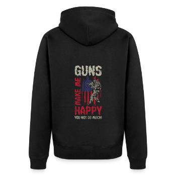 Waffenliebhaber Gewalt Schuss Sturmgewehr - Unisex Premium Bio Zip Hoodie - Schwarz - Hinten - Nico (187cm)