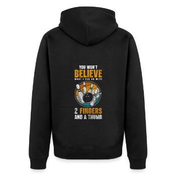 Bowling Ball Lane Club Bowling Club - Unisex Premium Organic Zip Hoodie - black - Back - Nico (187cm)