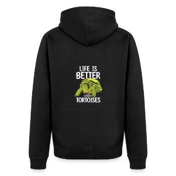 Tortoise - Unisex Premium Organic Zip Hoodie - black - Back - Nico (187cm)