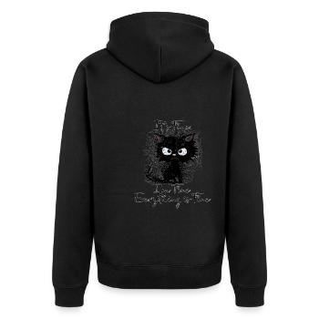 It's Fine I'm Fine Everything is Fine Katzen Shirt - Unisex Premium Bio Zip Hoodie - Schwarz - Hinten - Nico (187cm)