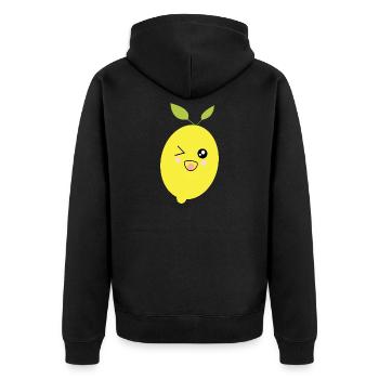 Citron, Citron vert, Citron vert, Fruits, Fruits, Végétalien - Veste à capuche bio Premium Unisexe - noir - Dos - Nico (187cm)