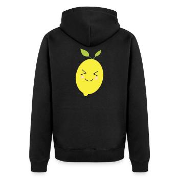 Citron, Citron vert, Citron vert, Fruits, Fruits, Végétalien - Veste à capuche bio Premium Unisexe - noir - Dos - Nico (187cm)