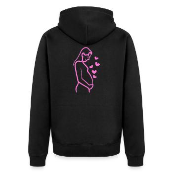 Maman Coeur Baby Bump Grossesse Enceinte - Veste à capuche bio Premium Unisexe - noir - Dos - Nico (187cm)
