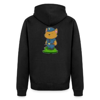 Katze Polizist Mikrofon Polizei - Unisex Premium Bio Zip Hoodie - Schwarz - Hinten - Nico (187cm)