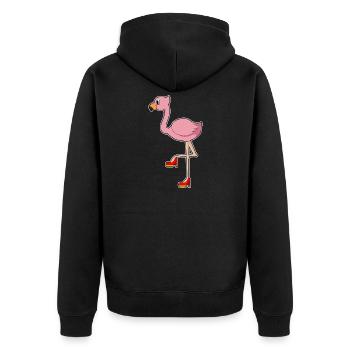 Flamingo Stöckelschuhe - Unisex Premium Bio Zip Hoodie - Schwarz - Hinten - Nico (187cm)
