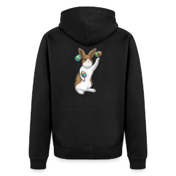 Jonglage de Pâques avec le lapin - Veste à capuche bio Premium Unisexe - noir - Dos - Nico (187cm)