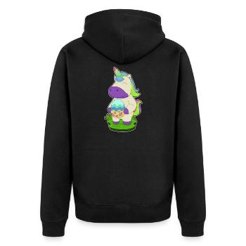 Einhorn Ostern Osterei - Unisex Premium Bio Zip Hoodie - Schwarz - Hinten - Nico (187cm)