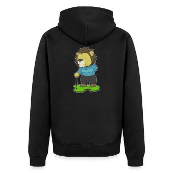 Leo Pensioner Walking Stick - Unisex Premium Organic Zip Hoodie - black - Back - Nico (187cm)