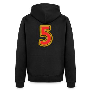 5. 5 YEARS. 5th ANNIVERSARY. 5 YEAR ANNIVERSARY - Unisex Premium Organic Zip Hoodie - black - Back - Nico (187cm)