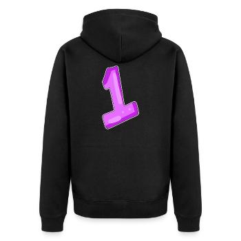 number 1 motif - Unisex Premium Organic Zip Hoodie - black - Back - Nico (187cm)