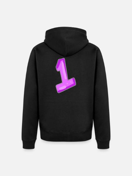 number 1 motif - Unisex Premium Organic Zip Hoodie - black