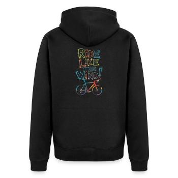 Ride Like the Wind Bicycle Design - Unisex Premium Organic Zip Hoodie - black - Back - Nico (187cm)