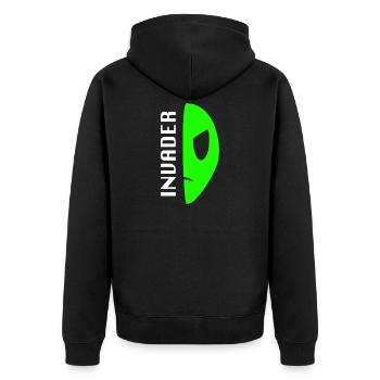 Alien Invader - Unisex Premium Organic Zip Hoodie - black - Back - Nico (187cm)