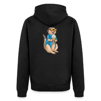 Erdmännchen Waffeleis - Unisex Premium Bio Zip Hoodie - Schwarz - Hinten - Nico (187cm)