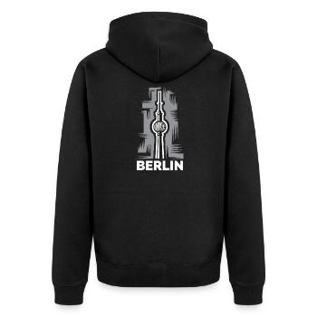 Berliner Fernsehturm - Stadtsymbol als Logo - Unisex Premium Bio Zip Hoodie - Schwarz - Hinten - Nico (187cm)