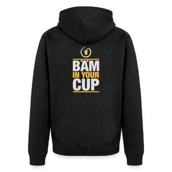 In your cup - Unisex Premium Bio Zip Hoodie - Schwarz - Hinten - Nico (187cm)