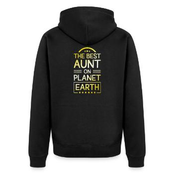 Best Aunt Saying - Unisex Premium Organic Zip Hoodie - black - Back - Nico (187cm)