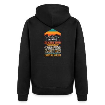 Camper Camping Wohnwagen Spruch - Unisex Premium Bio Zip Hoodie - Schwarz - Hinten - Nico (187cm)