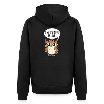 Owl you need is LOVE! Says the cute owl - Unisex Premium Organic Zip Hoodie - black - Back - Nico (187cm)
