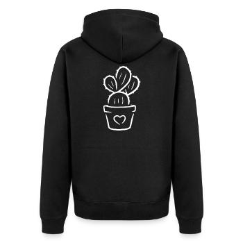 Cactus in a pot with heart – sweet plant motif - Unisex Premium Organic Zip Hoodie - black - Back - Nico (187cm)