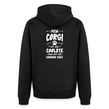 Dicton de chien corgi - Veste à capuche bio Premium Unisexe - noir - Dos - Nico (187cm)