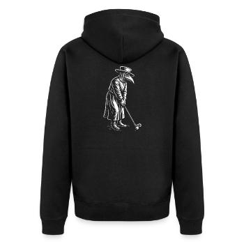 Plague Doctor spielt Golf - Unisex Premium Bio Zip Hoodie - Schwarz - Hinten - Nico (187cm)