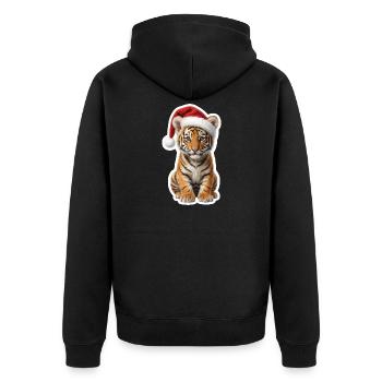 Wild tiger puppy very tame - Unisex Premium Organic Zip Hoodie - black - Back - Nico (187cm)