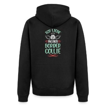 I love Border Collie - Unisex Premium Organic Zip Hoodie - black - Back - Nico (187cm)