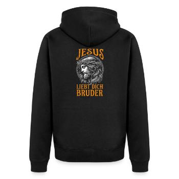 Citation de Jesus Loves You Brother Christian - Veste à capuche bio Premium Unisexe - noir - Dos - Nico (187cm)