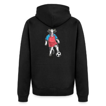 Cow Soccer Player Soccer Sports - Unisex Premium Organic Zip Hoodie - black - Back - Nico (187cm)