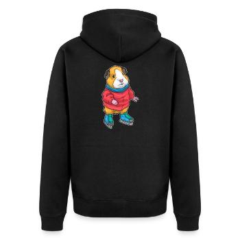 Meerschweinchen Eislaufen Schlittschuhe - Unisex Premium Organic Zip Hoodie - black - Back - Nico (187cm)
