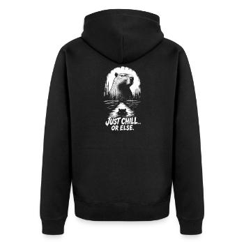 Just Chill Or Else Capybara - Unisex Premium Organic Zip Hoodie - black - Back - Nico (187cm)