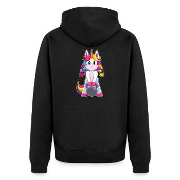 Einhorn Bodybuilder Hantel Bodybuilding - Unisex Premium Bio Zip Hoodie - Schwarz - Hinten - Nico (187cm)