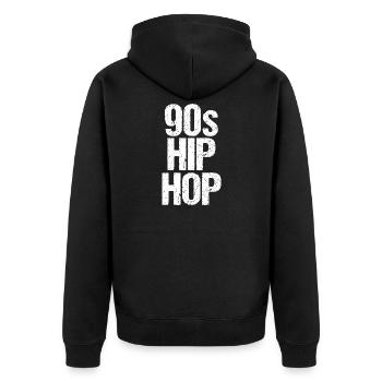 Graphique en grille audacieuse hip-hop des années 90 - Veste à capuche bio Premium Unisexe - noir - Dos - Nico (187cm)
