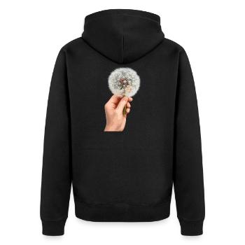 Motif de fleur de main pissenlit - Veste à capuche bio Premium Unisexe - noir - Dos - Nico (187cm)
