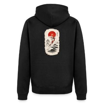 Koi im Japan-Stil  Zen & Harmonie - Unisex Premium Bio Zip Hoodie - Schwarz - Hinten - Nico (187cm)