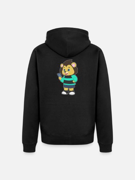 Lion Smartphone - Unisex Premium Organic Zip Hoodie - black