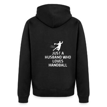 Un joueur de handball de handball dit cadeau - Veste à capuche bio Premium Unisexe - noir - Dos - Nico (187cm)